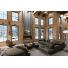 Linear fireplace in living room