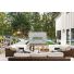 Galaxy 50-inch Outdoor Gas Fireplace by the pool showing see-thru option