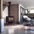 Drolet Escape 1800 Wood Stove On Legs with Black Door installed